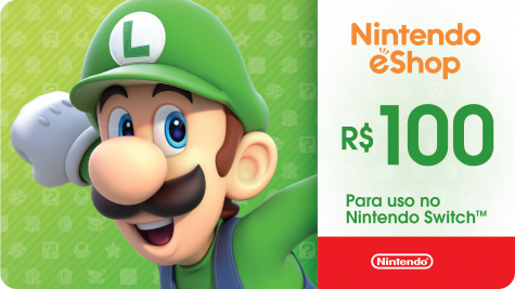 Cartão presente digital do Nintendo eShop: R$ 100,00