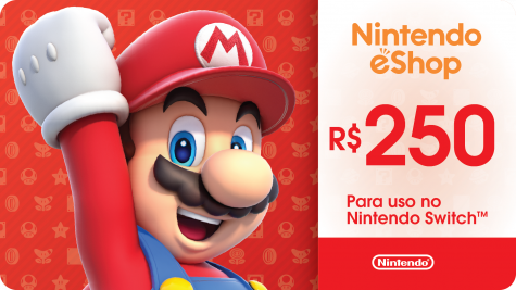 Cartão presente digital do Nintendo eShop: R$ 250,00